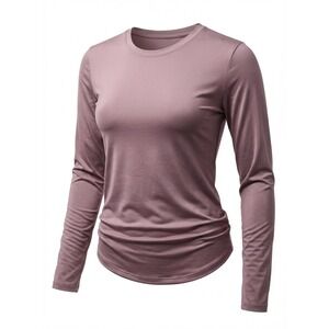 Long‎ Sleeve Active Top Womens Medium Fabletics Mauve Performance Stretch Shirt